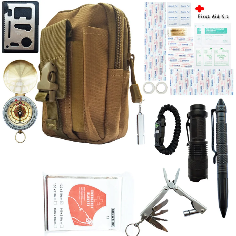 

17 in 1 Camping Survival Kit Set Outdoor Travel Multifunction First aid SOS EDC Emergency Supplies Portable Hike Equipment