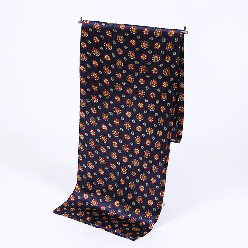 navy blue Кувертюр мужские шелковые Роскошные брендовые шарфы модные аксессуары осень зима мужской шелковый длинный шарф галстук бандана шарф с кисточками - Цвет: navy blue