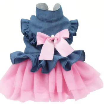 

Summer cat Dog Dress pet Clothes for Small Dog Wedding Dress Skirt Puppy dog princess Dresses Clothing Jean Spring Pet Clothes
