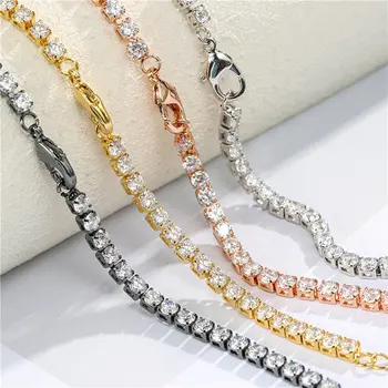 

NEWBUY 5pcs/lot Copper Adjustable slider Chain For DIY Make Jewelry Clear Cubic Zirconia Chain Wholesale