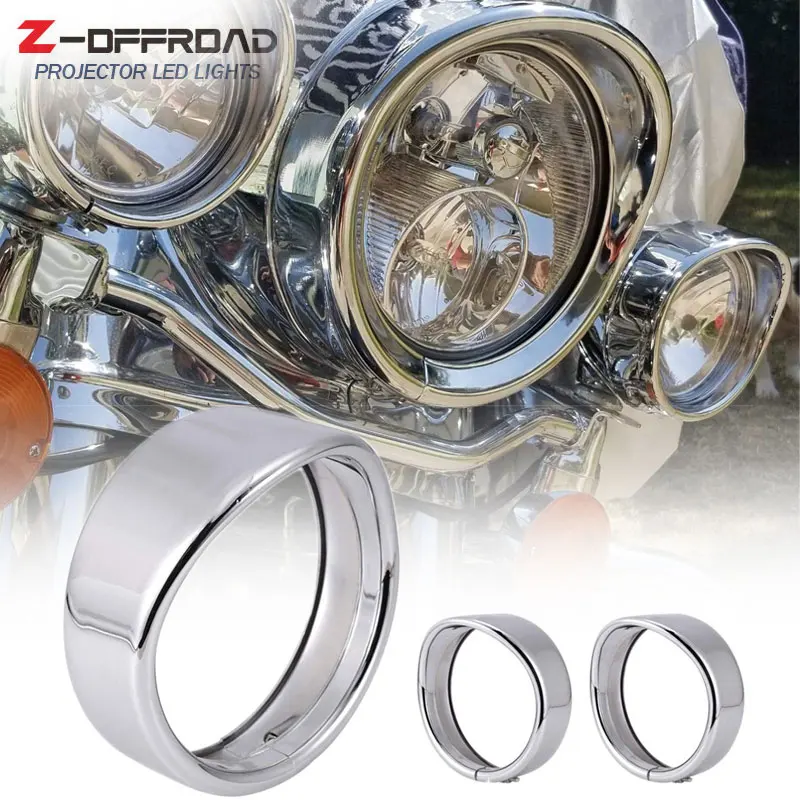Motorcycle 7inch Headlight Trim Ring 4.5&quot Fog Passing Lights Lamps For Touring Road King Electra Glide |