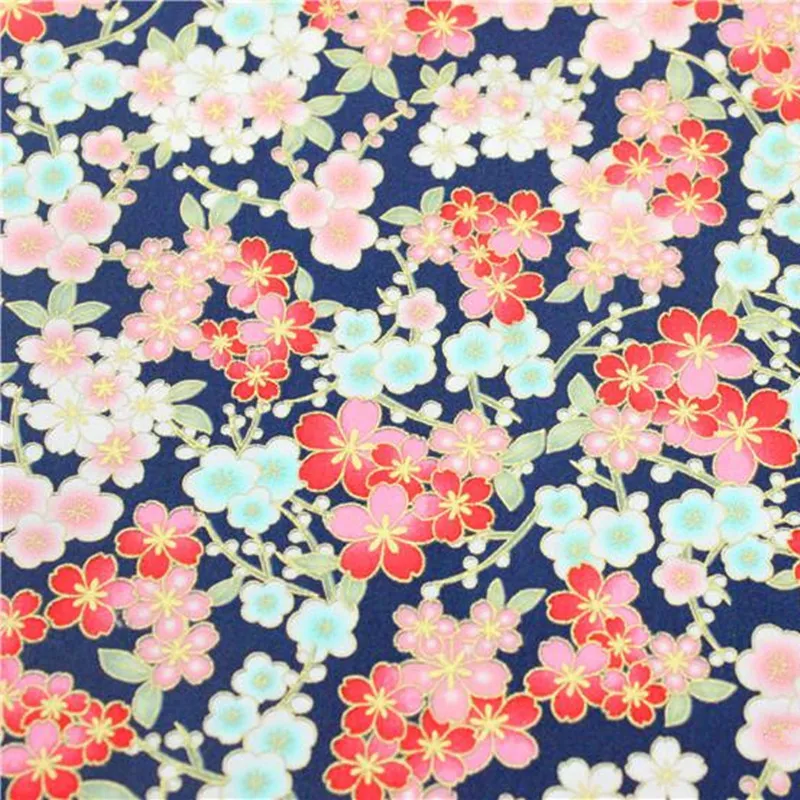 1065 49 De Réductioncf25 12 Yard Fleurs De Cerisier Bronzant Tissu Japonais Estampage à Chaud Tissu Quilting Patchwork à La Main Couture