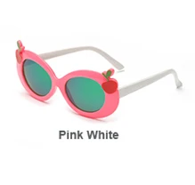 Лаура Фея, модные стильные детские солнечные очки для мальчиков и девочек, вишневые украшения, милая рамка, UV400 защита, детские солнцезащитные очки, новинка года - Цвет линз: pink white