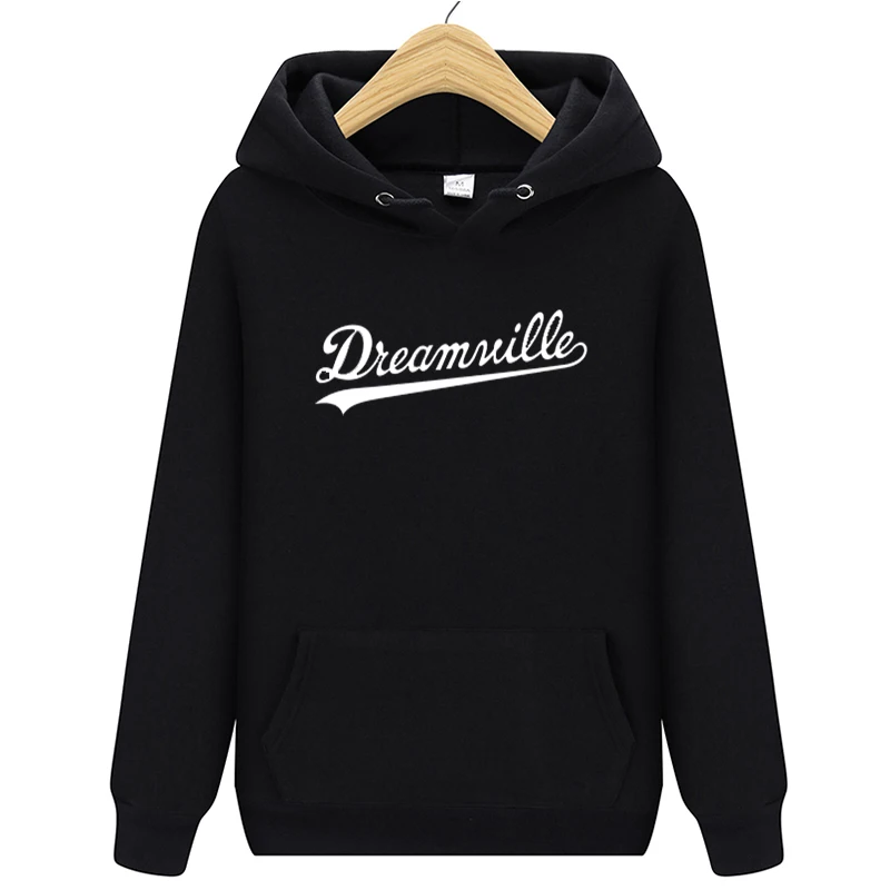 Модные Новинка; худи Для мужчин хип-хоп DREAMVILLE Коул Логотип с капюшоном Swag письмо флисовые J худи с принтом Cole зимние толстовки Мужские пуловер