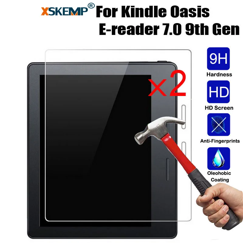 

XSKEMP 2Pcs/Lot 9H Tablet Real Tempered Glass Film For Amazon Kindle Oasis E-reader 7.0 9th Gen 2017 LCD Screen Protective Guard