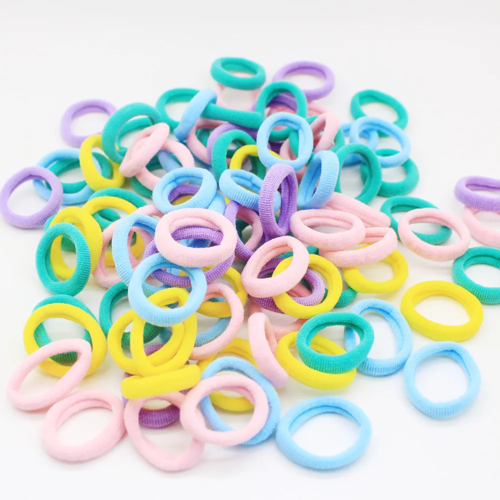 100pcs/lot Candy Color Hair Ropes For Kids Elastic Hair Bands Rubber Bands For Children Hairband Hair Accessories Size 2.5cm