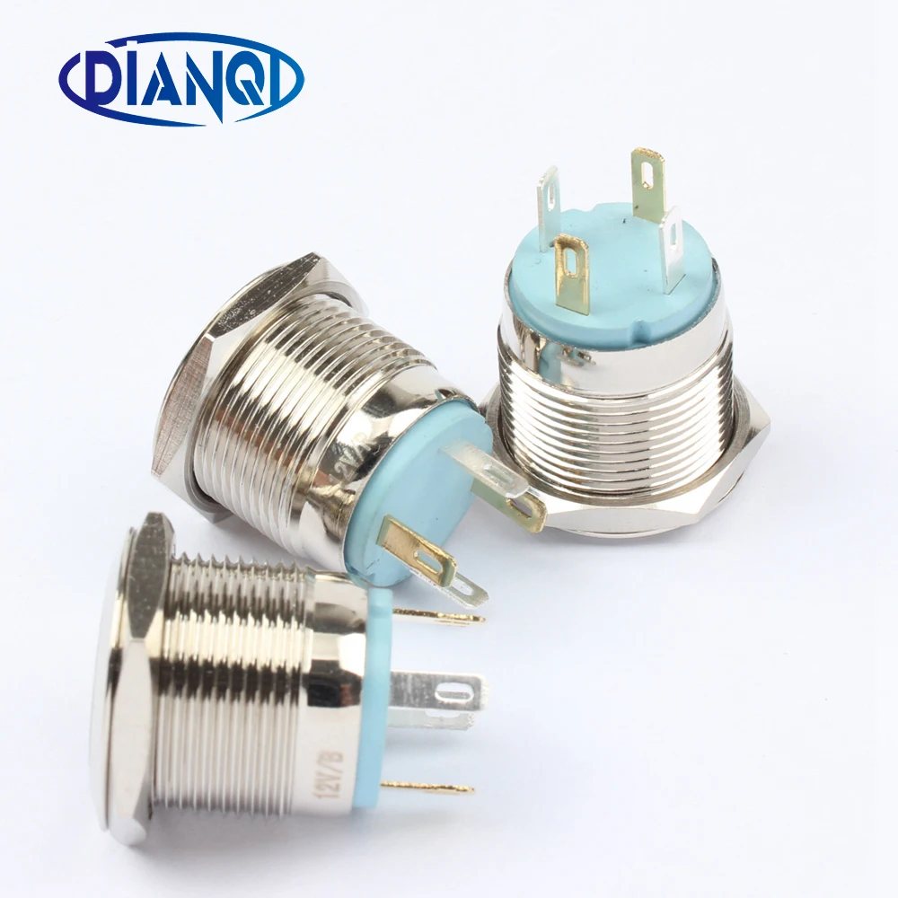 

19mm Metal brass Push Button Switch flat round illumination ring Momentary self reset 1NO 1NC Car press button 19HX.F.K4