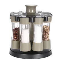 8Pcs Kitchen Tools Rotating Spices Bottles Cooking Tools Acrylic Seasoning Rack Salt Pepper Storage Organizer Home Kitchen Set