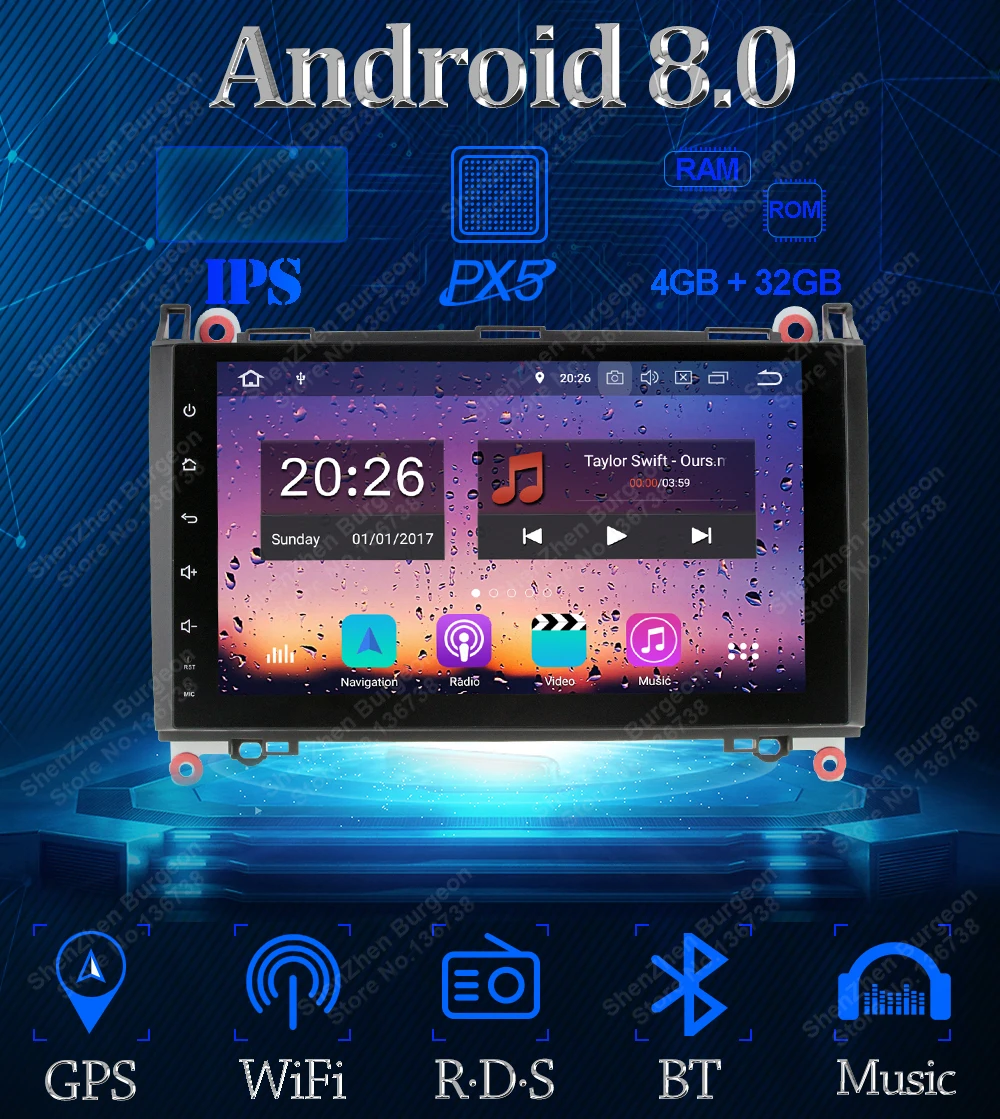 Discount 9 inch Octa Core Android 8.0 4GB RAM Car DVD Player For Mercedes Benz Sprinter A B Class B200 Vito Viano W906 W469 W245 W169 Car 4