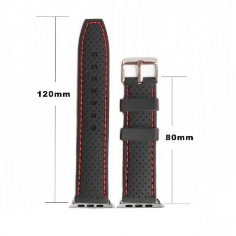 38mm Black With Red Silicone Watch Band for Apple iWatch Replacement