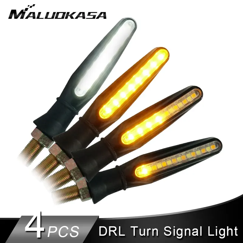 4PCS Motorcycle Turn Signals LED Flasher Flowing Water Blinker DRL ...