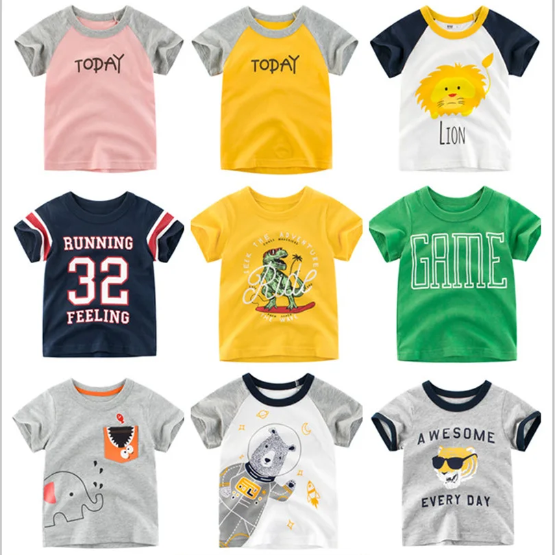 

2019 New Boys Cartoon Dinosaur Lion Bear T-shirt Letter Kids Tops Tees Baby Boys T-Shirts Cotton Short Sleeve Children Tops Tees