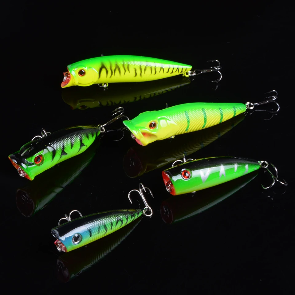 Смешанные 5 моделей Рыболовная Приманка Topwater Popper Crankbait Карп муха пресная вода