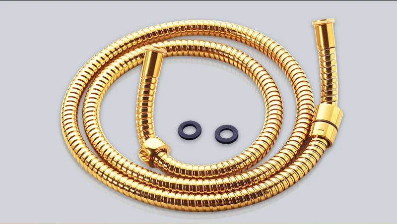 Bathroom Replacement Anti-Torsion Shower Hose Double Locked Flexible Stainless Steel 1.5m High Quality Gold Shower Plumbing (14)