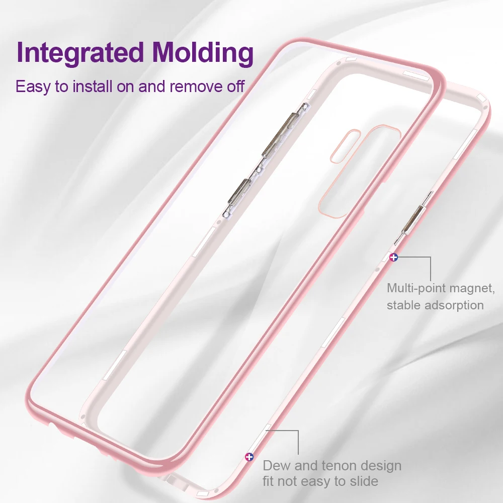 10 шт. роскошный Магнитный флип-чехол для samsung Galaxy Note 8 9 S7 S7E S8 S9 plus, прозрачная задняя крышка из закаленного стекла