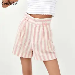 CHBBLF элегантные женские шорты в полоску Женская модная уличная Повседневный шик Шорты pantalones BGB8230