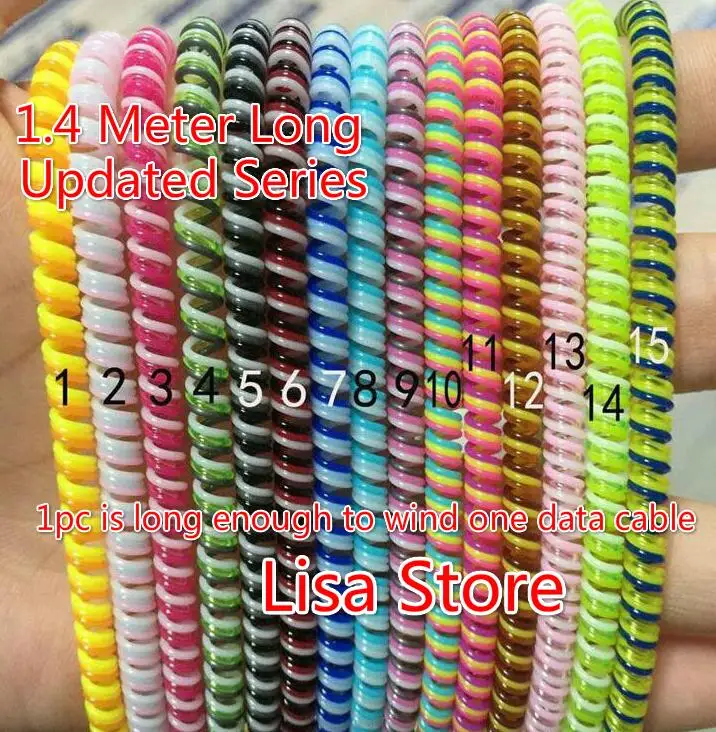 

4pcs/lot 120CM 140CM Triple Colors Spring Protective sleeve Mobile Tablet Spiral Cord Protector for Phone Charger Earphone Cord