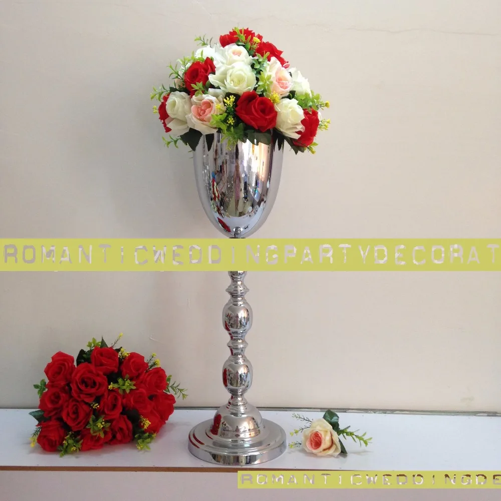 65cm 25 6 Silver Wedding Flower Vase Bling Table Centerpiece