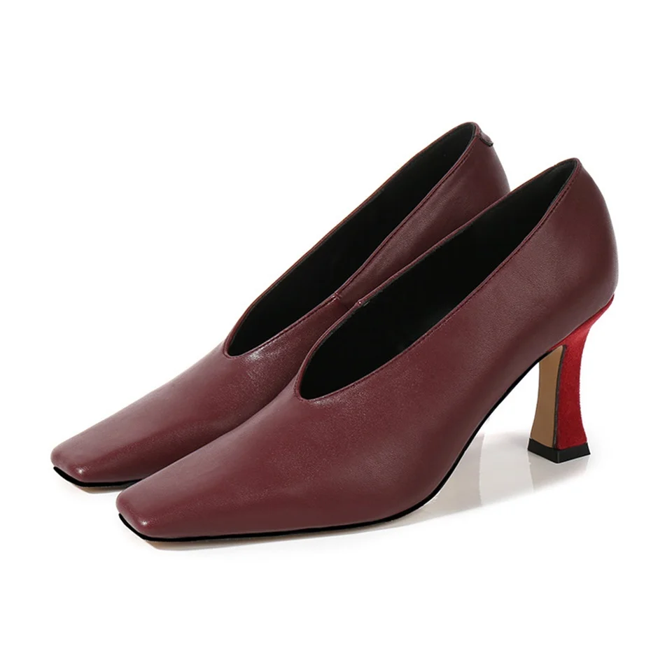 

Women's pumps 2019 spring and autumn fashion high quality fabric comfortable inner high heel square toe women's shoes