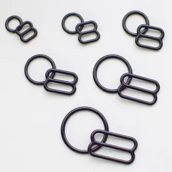 

wholesale 50 sets / lot (100 pcs) black adjustable bra rings and sliders bra making materials