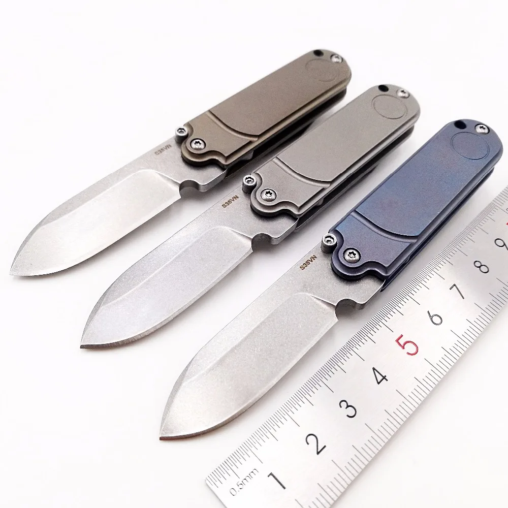JSSQ Мини Складной нож S35VN лезвие титановая ручка шарикоподшипник Карманные Ножи ключ кулон выживания Охота Кемпинг EDC инструменты