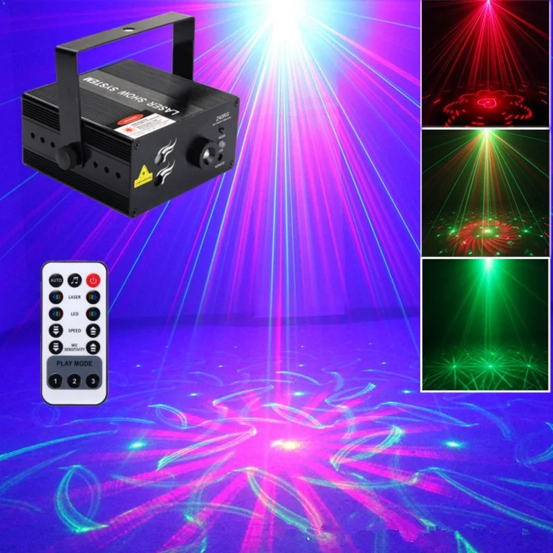 RGB LED Stage Lighting Effect Voice Sound Control 40 patterns Laser LED Stage Lamp AC100-240V For Party Disco Club DJ KTV Lights smuxi portable stage light auto voice led laser projector stage lighting effect dj ktv party christmas decor remote control