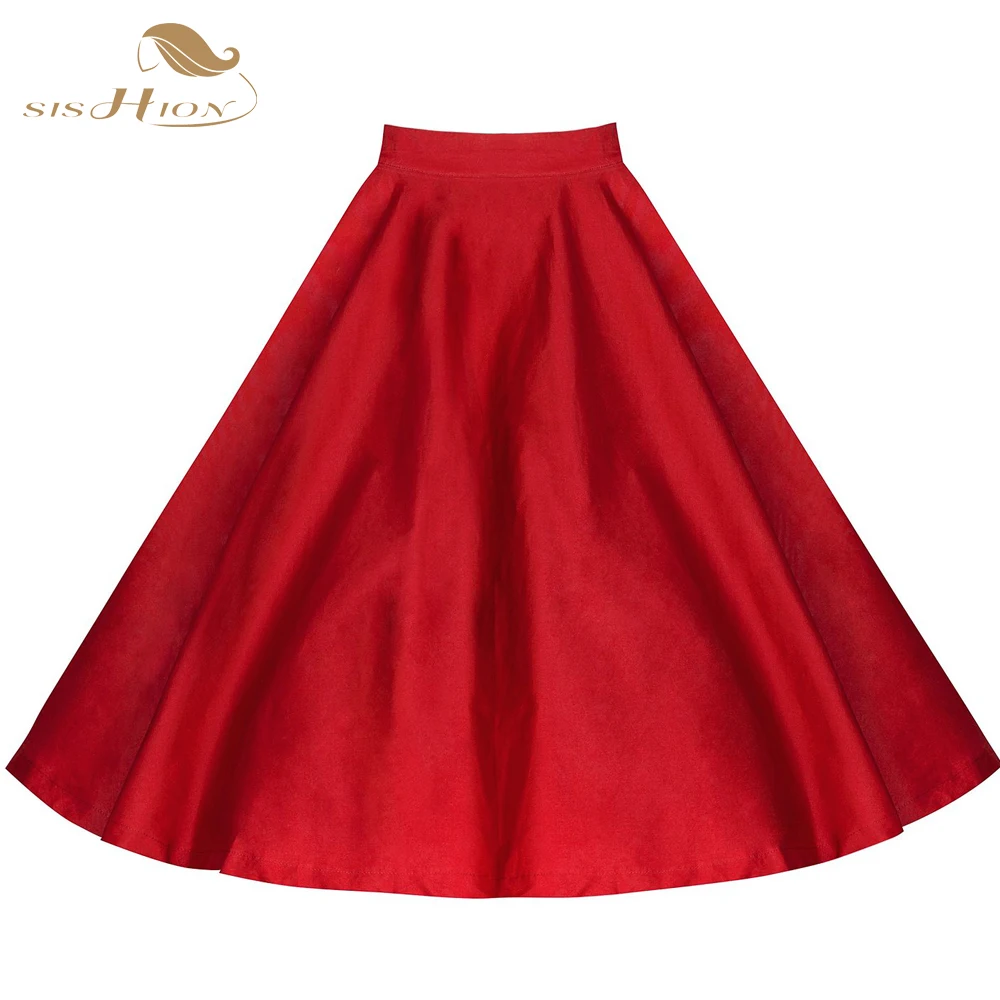 SISHION элегантные летние сексуальные короткие женские юбки Синий Красный бальное платье с высокой талией 50s 60s рокабилли винтажная юбка VD0178