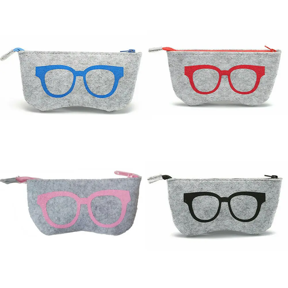 

2019 Newest Style Eyeglass Case Pouch Portable Soft Felt Sunglasses Glasses Case Zipper Bags For Women Men