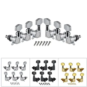 

6PCS 3L3R Enclosed Acoustic Electric Guitar Tuning Pegs Keys Tuners Machine Heads Sealed Big Button,Silver/Black/Golden Choose