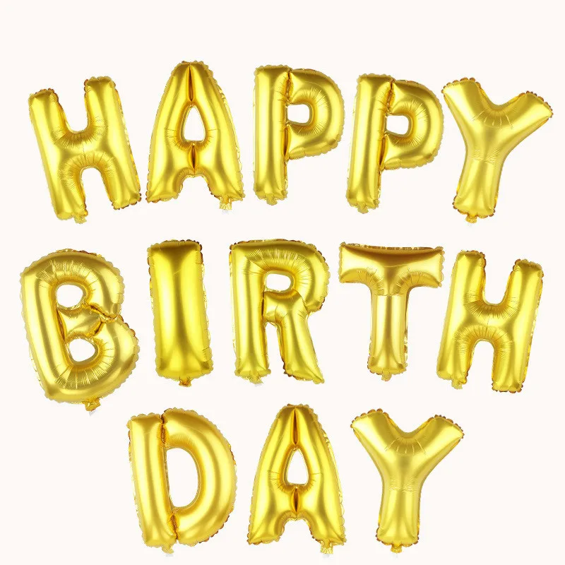 

New 50pcs/lot 16inch gold silver letter happy birthday balloons birthday decoration alphabet helium balloon