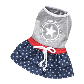 

Star Denim Puppy Pet Dress For Small Pugs Summer Skirt Chihuahua Pug Yorkie Clothing Puppy Cat Clothes Dog Wedding Dresses