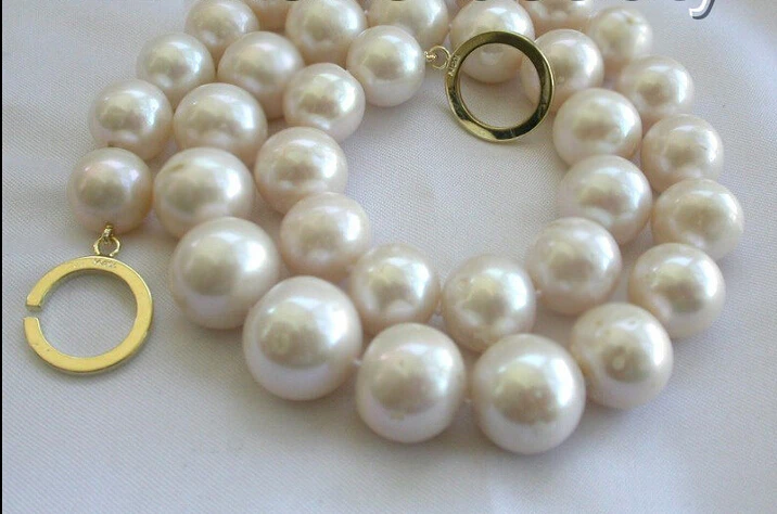 

fast stunning wow big 13mm round white freshwater cultured pearl necklace b232 AAA