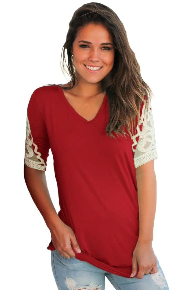 Burgundy-Ruched-Top-with-Crochet-Detail-LC250848-3-1