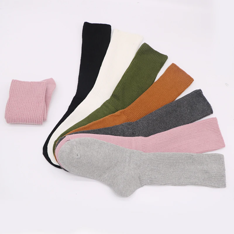 Осенне-зимние женские хлопковые носки в стиле Харадзюку теплые вязаные носки в Корейском стиле милые однотонные женские гольфы для девочек