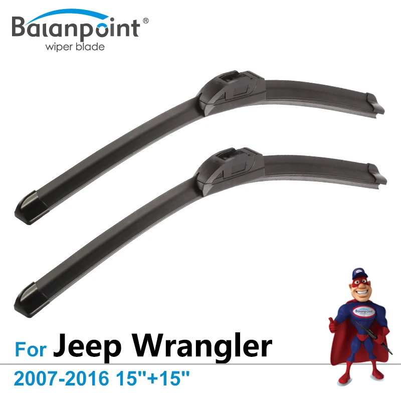 Wiper Blades for Jeep Wrangler 2007 2016 15"+15", Set of 2, Good Windshield Wipers-in Windscreen 2015 Jeep Wrangler Sahara Wiper Blade Size