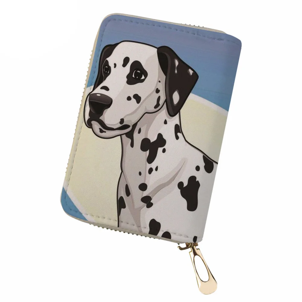 

NOISYDESIGNS Women PU Card ID Holder Dalmatian Printing Leather Credit Card Holder for Ladies Fashion Bank Card Holder Travel