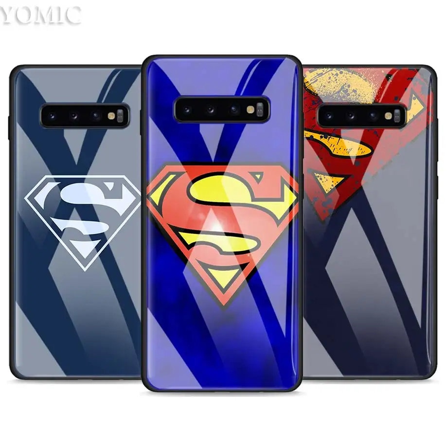 

Superman Logo Tempered Glass Case for Samsung Galaxy S10e S8 S9 S10 Plus A50 A70 Note 9 10 Phone Cover Capa