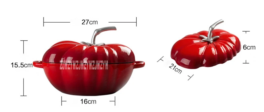 BCA20B бытовой в форме помидора чугуна 27 см эмаль приготовления тушеного супа горшок утолщенной плоской основой кастрюля индукционная плита