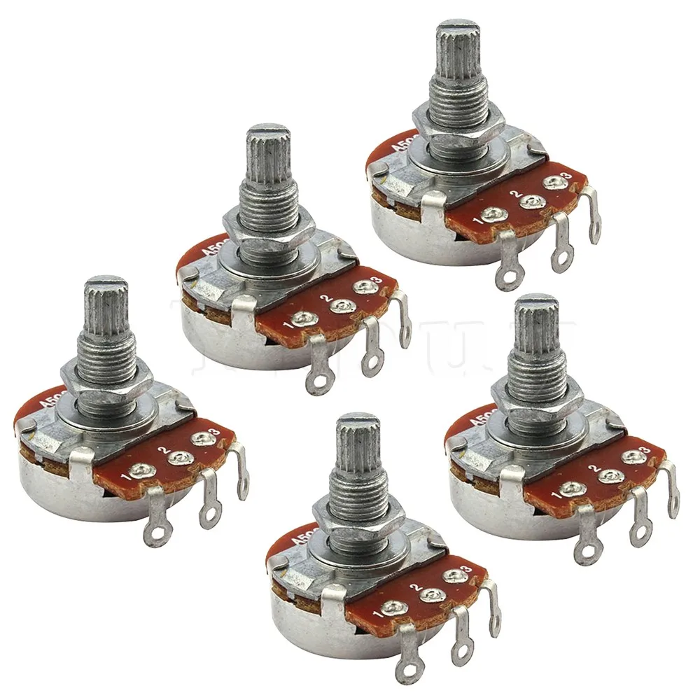 Yibuy 5x Guitar Potentiometer A500k 24mm Base Dia/18mm Shaftin Guitar