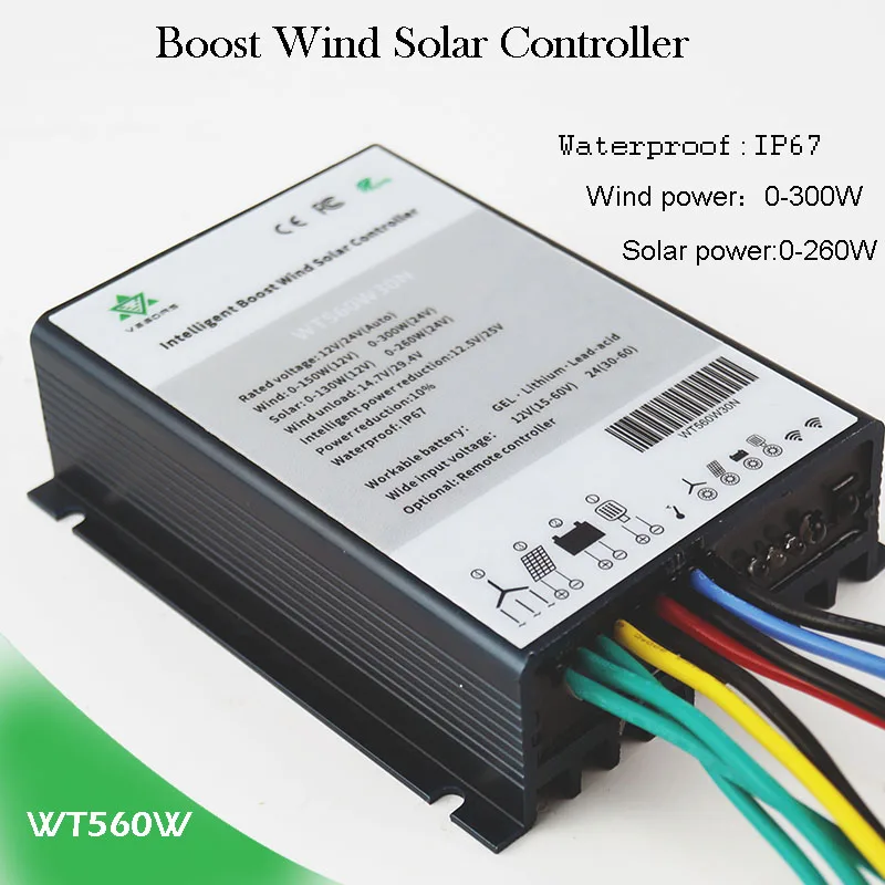 

Intelligent 12V/24V voltage Boost Wind 300W Solar 260W Hybrid Controller Optional with Constant Current Function LED Driver