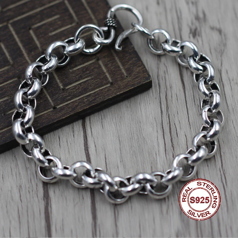 

S925 Sterling Silver Bracelet Simple and elegant Personality couple style Smooth circles polished Send a gift to love