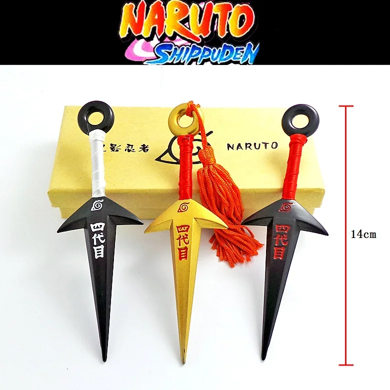 

3PCS Anime Naruto Ninja Uzumaki Kunai four generation Shuriken Throwing Weapon Props Cosplay Toy