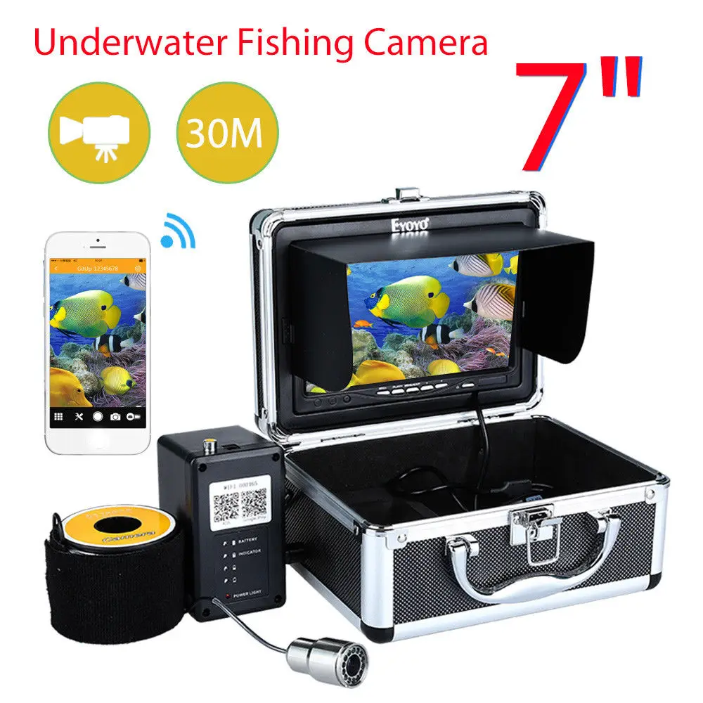 

EYOYO 7" 30m Infrared IR DVR 1000TVL Underwater Fishing Camera Fish Finder 4500mAh Fishfinder IP68 LCD Monitor Night Vision