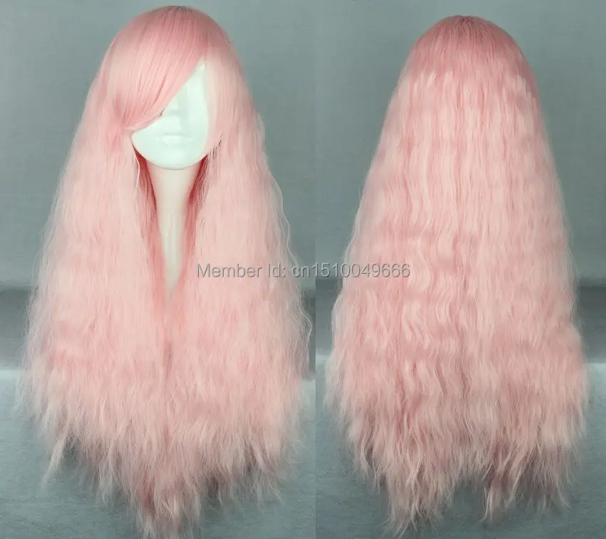 

FREE SHIP>>>A2351348 Long Fashion Charm Lolita Wavy Light Pink Cosplay Wig 123