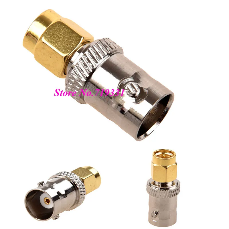 

New Gold Tone Metal SMA Male to Silver Tone BNC Female Connector Adapter TP 10pcs