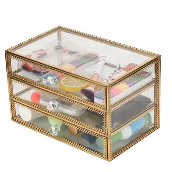

Three-tier Transparent Makeup Nail Accessory Desktop Drawer Table Cosmetic Storage Box Holder Save Spacing Showing Shelf