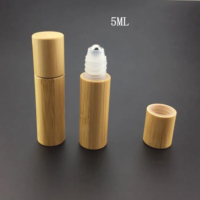 

5ML Mini bamboo roll on Bottle plastic or stell ball Sample Vial Essential Oil roll on bottle Cosmetic packaging containers