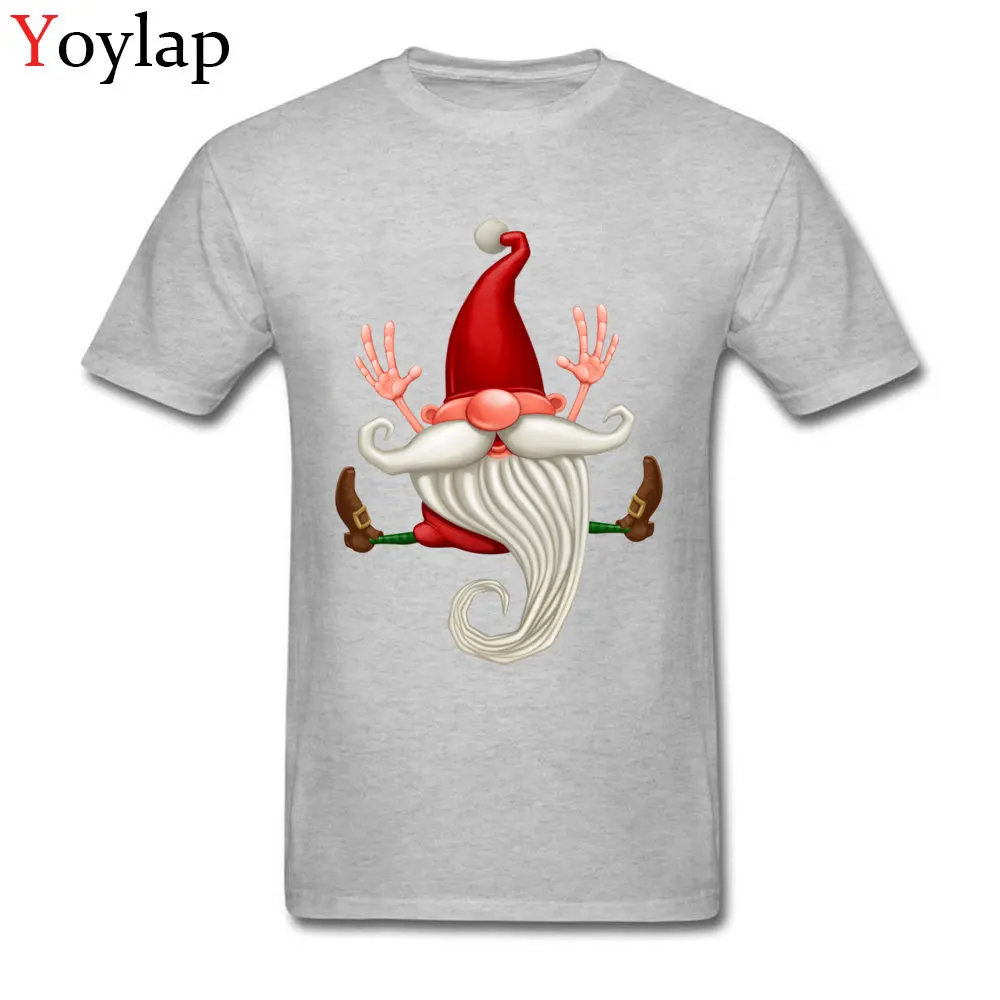 New Fashion Summer T-shirts Short Sleeve Pure Cotton Santa Claus jumping Round Neck Adult Tops Tees Funny Summer/Autumn Tee-Shirt grey