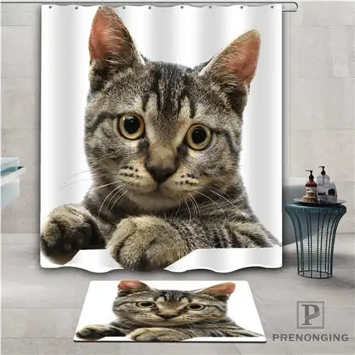 Custom cat (1) водостойкий душевой занавес дверной коврик для дома Ванна Ткань полиэстер для ванной разные размеры #2019-01-12-308
