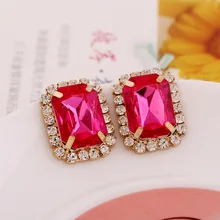 

Blue Stud Earings for Women Femme Ladies Cute Rhinestone Geometric Pendientes Mujer Colores Orecchini Geometrico Oorbellen Blauw